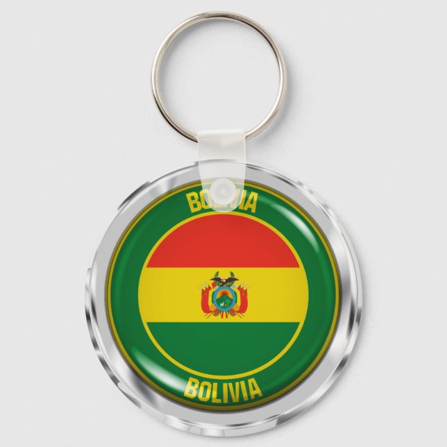 Bolivia Round Emblem Nyckelring (Framsida)