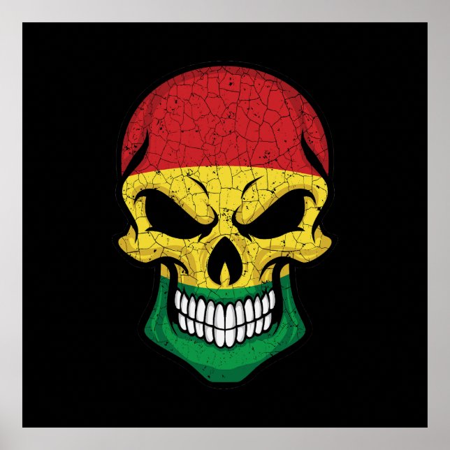 Bolivia Smiling Skull Flagga Poster (Framsidan)