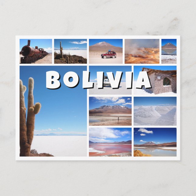 Bolivia souvenir fotocollage vykort (Framsida)