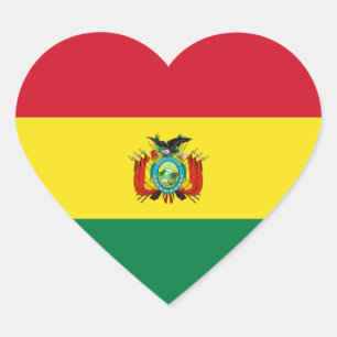 Bolivia Statlig flagga Heart Sticker Hjärtformat Klistermärke