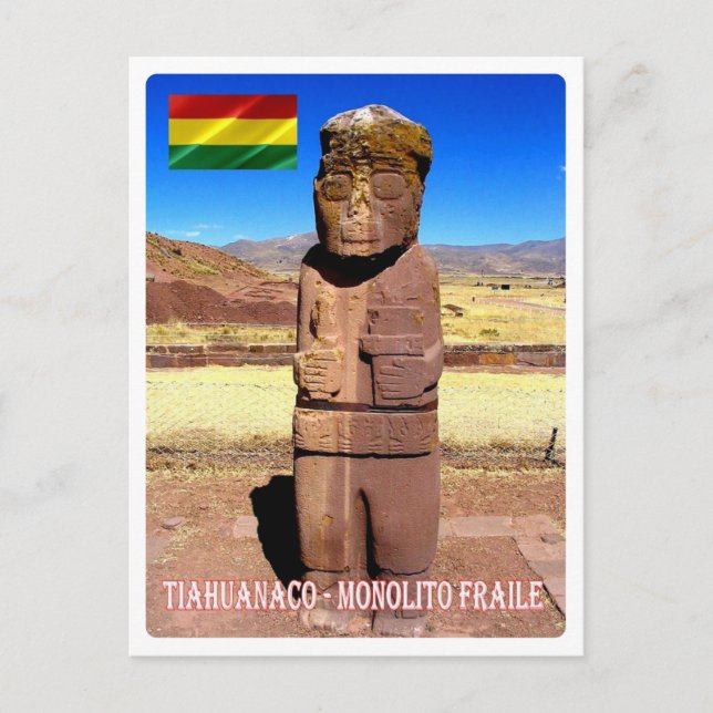 Bolivia - Tiahuanaco - Monolito Fraile - Vykort (Framsida)