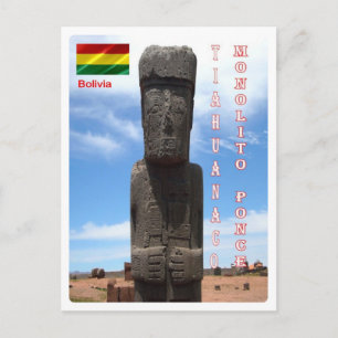 Bolivia - Tiahuanaco - Monolito Ponce - Vykort