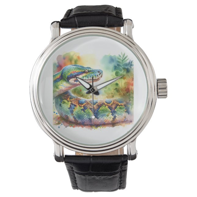 Bolivian anaconda 300724AREF122 - Watercolor Armbandsur (Framsida)