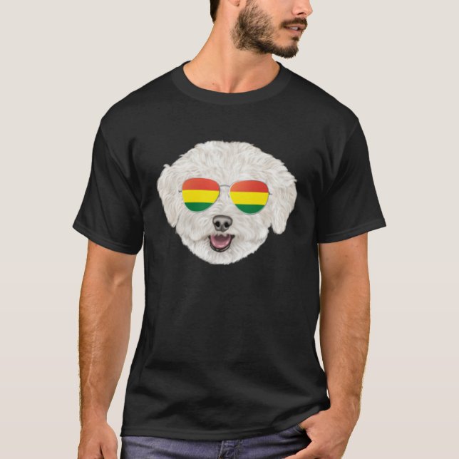 Bolivian Flag Bichons Frise Dog Bolivia Pocket T Shirt (Framsida)