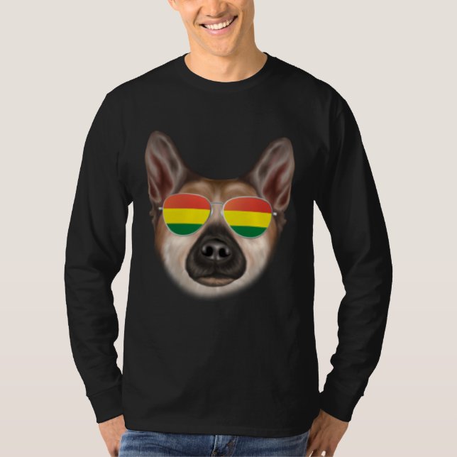 Bolivian Flag Norwegian Buhund Dog Bolivia Pocket T Shirt (Framsida)