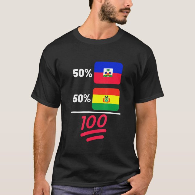 Bolivian Plus Haitian Mix Flagga Heritage T Shirt (Framsida)