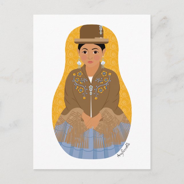 Boliviansk Aymara Matryoshka Postkort Vykort (Framsida)