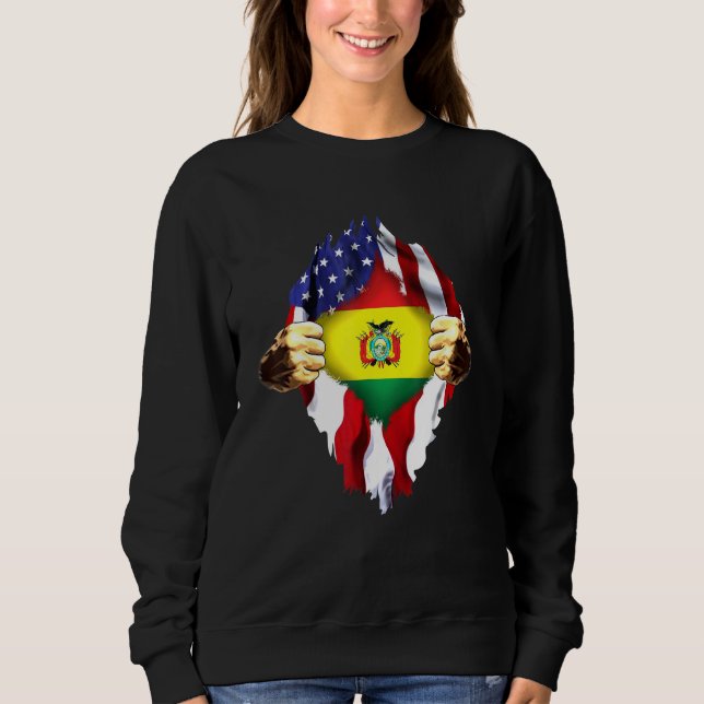 Boliviansk Blood Inside Me Bolivia American Flagga T Shirt (Framsida)