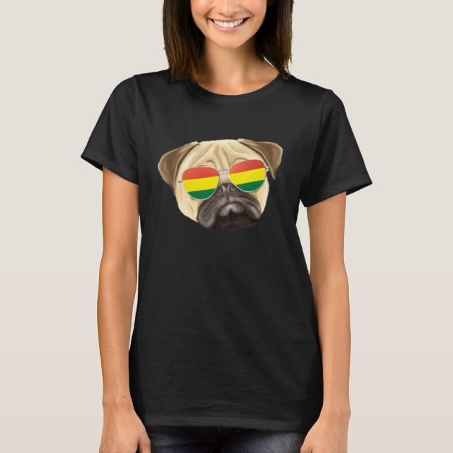 Boliviansk Flag Pug Hund Bolivia Fickformat T Shirt (Framsida)