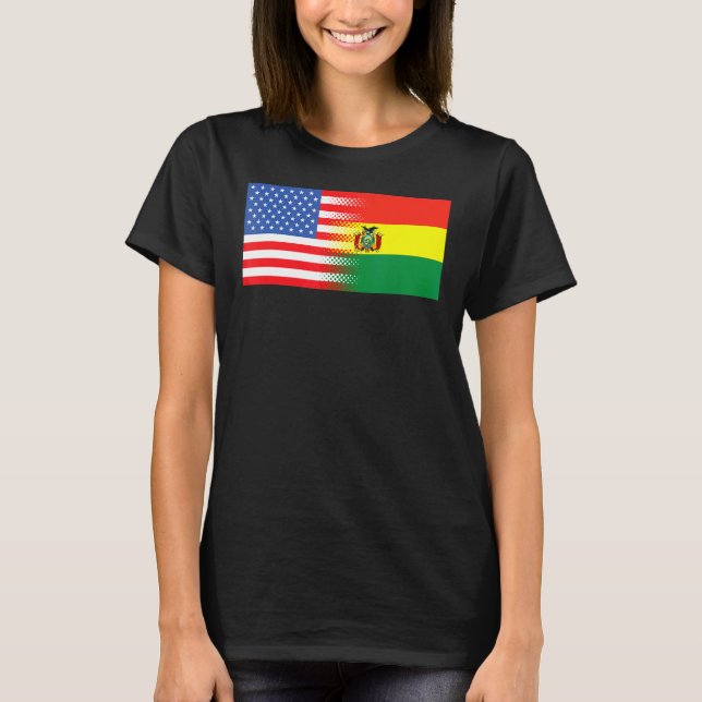 Boliviansk Flagga Bolivia USA T Shirt (Framsida)