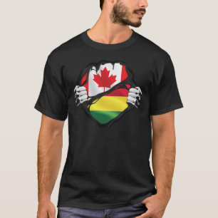 Boliviansk kanadensisk Händer Ripping Roots Flagga T Shirt