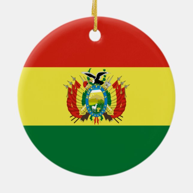 Bolivianska Flagga Julgransprydnad Keramik (Baksidan)