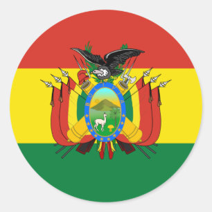 Bolivias Flagga & Jacka av Arm, Bolivias Flagga Runt Klistermärke