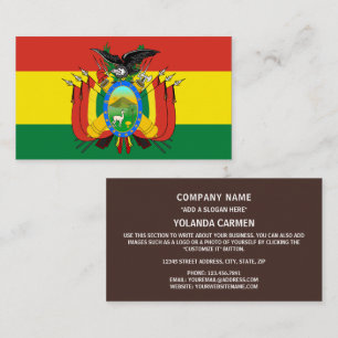 Bolivias Flagga & Jacka av Arm, Bolivias Flagga Visitkort