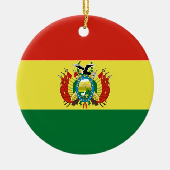 Bolivias flagga julgransprydnad keramik (Framsidan)