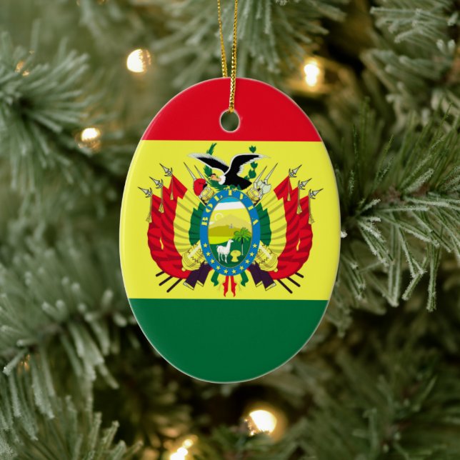 Bolivias flagga julgransprydnad keramik (Träd)