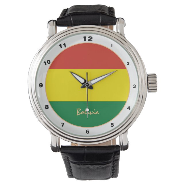 Bolivias Flagga och Bolivia trendiget mode /design Armbandsur (Framsida)