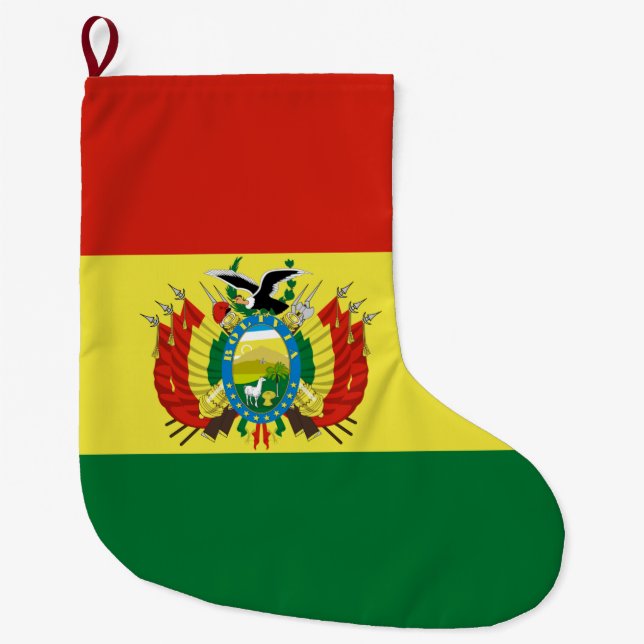 Bolivias flagga stor julstrumpa (Framsidan)