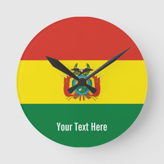 Bolivias nationsflagga rund klocka (Framsida)