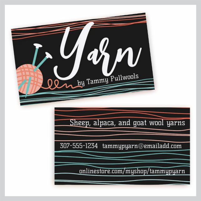 boll av garn av stickade nål-stickproppar visitkort (Skapare uppladdad)