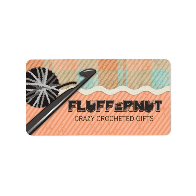 boll av stickade garn i shabby chic adressetikett (Framsidan)