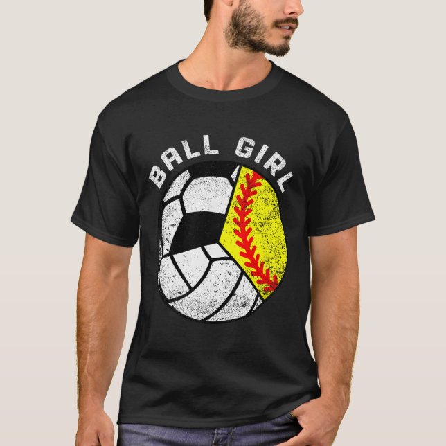 Boll Flicka Softboll Volleyboll Fotboll Rollig Tri T Shirt (Framsida)