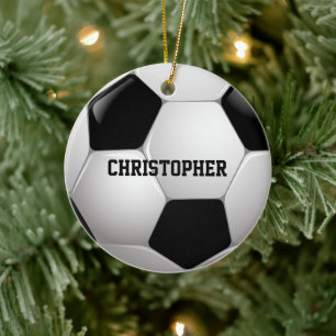Boll för anpassadefotbollfotboll julgransprydnad keramik