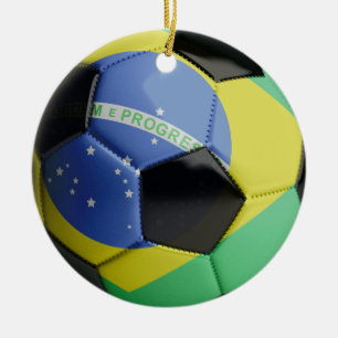 Boll för Brasilien flaggafotboll Julgransprydnad Keramik