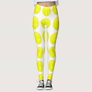 Boll för Pickleball damaskergult på vit Leggings