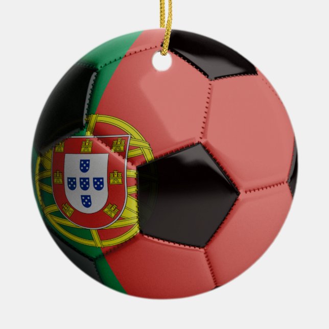 Boll för Portugal flaggafotboll Julgransprydnad Keramik (Framsidan)