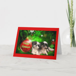 Boll för Shih Tzu julkortglad helg