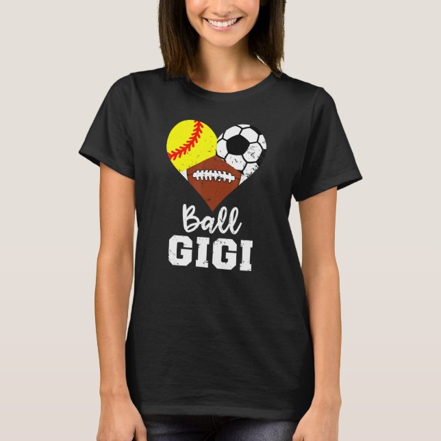Boll Gigi Heart Softball Football Gigi T Shirt (Framsida)