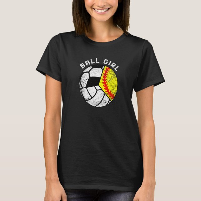 Boll Girl Softball Volleyball fotbollsspelare T Shirt (Framsida)