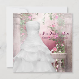 Boll Gown Rosa ros Quinceanera Inbjudningar