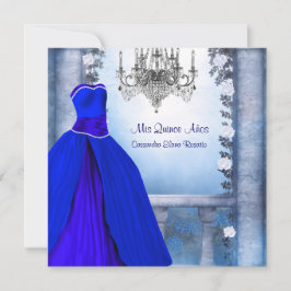 Boll Gown Royal Navy Blue Ro Quinceanera Inbjudningar