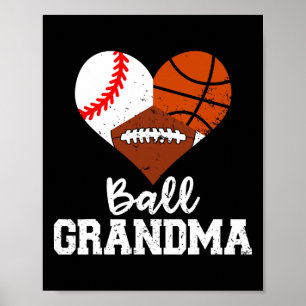 Boll Grandma Roligt Baseball Basketball Football Poster