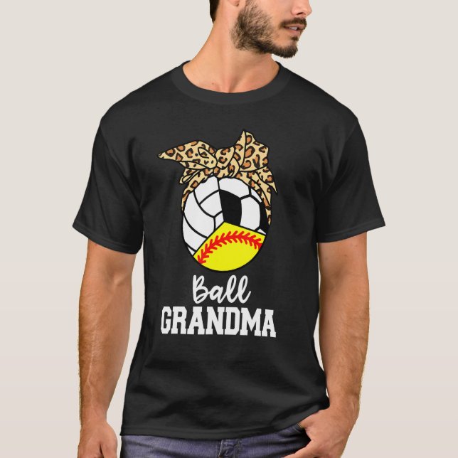 Boll Grandma Softball Volleyball Soccer Leopard Gr T Shirt (Framsida)