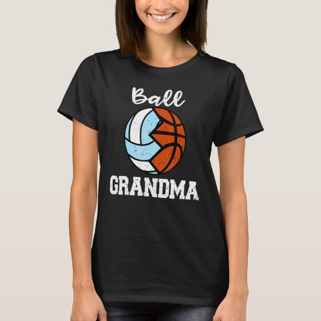 Boll Grandma Volleyball Basketball Grandma T Shirt (Framsida)