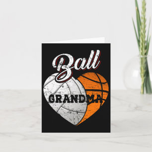 Boll Grandma Volleyball Basketball Heart Kort