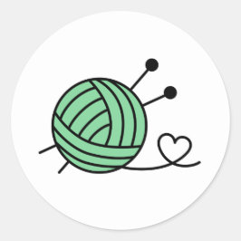 Boll i Garn Craft - Anpassningsbar Färg Runt Klistermärke