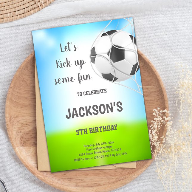 Boll i inbjudan till Net Soccer Birthday (Ball in Net Soccer Birthday Invitations)