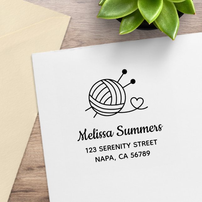 Boll i Knitting Yarn Craft Adress Stämpel (Skapare uppladdad)