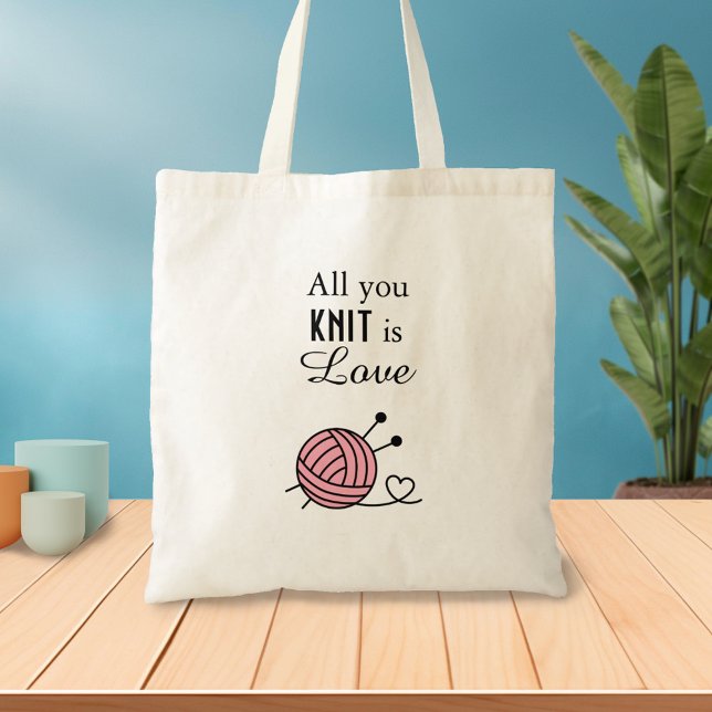 Boll i Knitting Yarn Craft - Allt du Sticka är Kär Tygkasse (Skapare uppladdad)