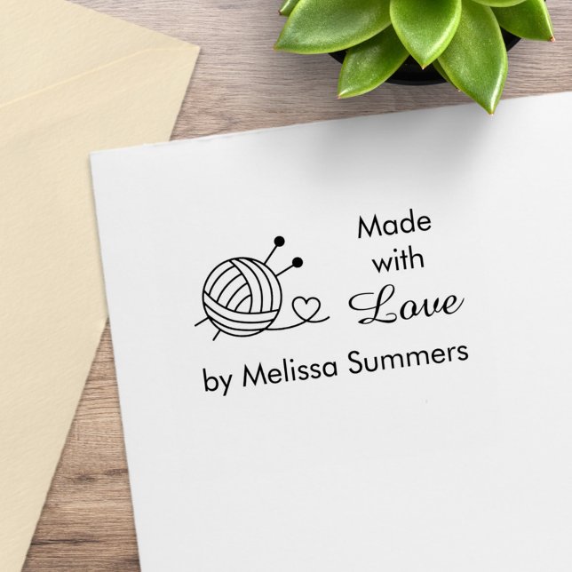 Boll i Knitting Yarn Craft made with Kärlek 4 Stämpel (Skapare uppladdad)