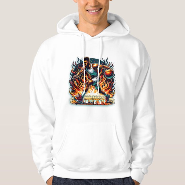 "Boll is Life" Basketball Hoodie Design - Dynamic (Framsida)