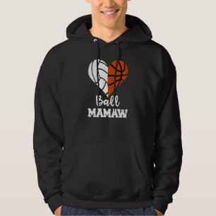 Boll Mamaw Heart Funny Volleyball Basketball Mamaw Hoodie