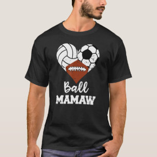Boll Mamaw Heart Volleyball Football Mamaw T Shirt