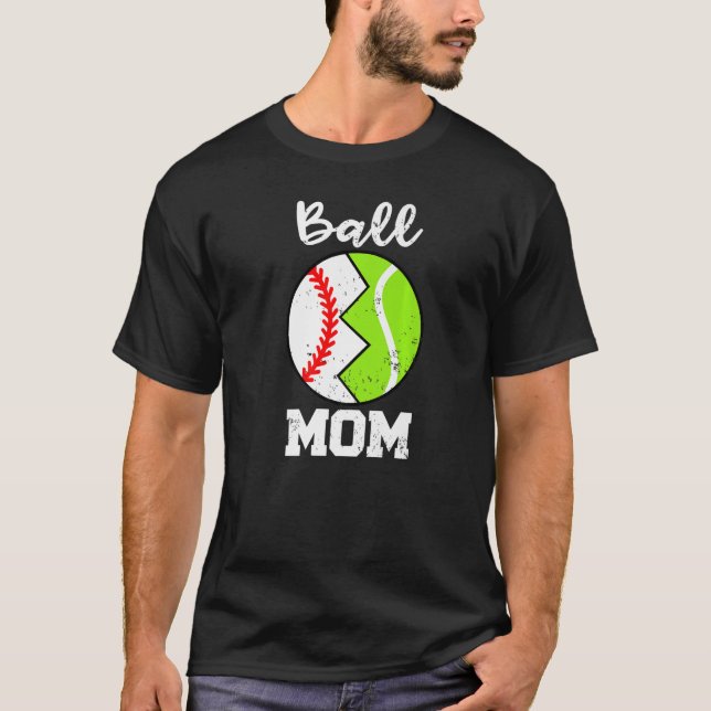 Boll Mamma Baseball Tennis Player Mamma T Shirt (Framsida)