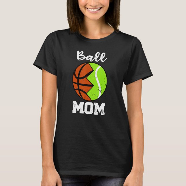 Boll Mamma Basketball Tennis Player Mamma T Shirt (Framsida)