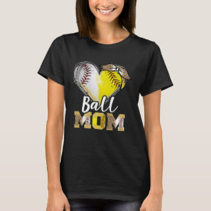 Boll Mamma Heart Baskeball Softball Mamma Kvinnor T Shirt